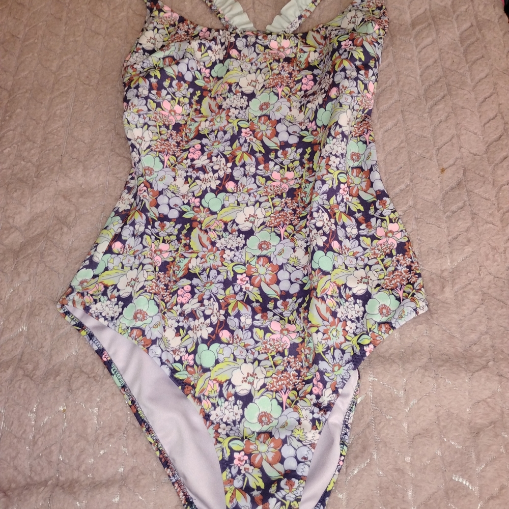 Victoria's Secret Navy Floral One-Piece Swimsuit with Pastel Accents